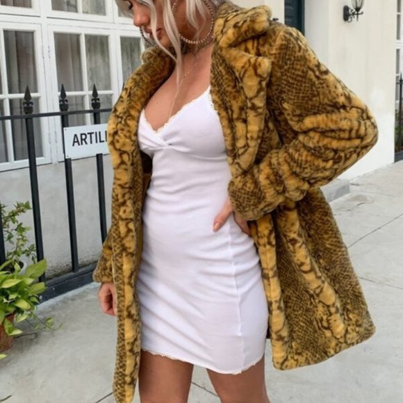 WILDSIDE Snake Print Faux Fur Teddy Coat Jacket Ye - Picture 3 of 8
